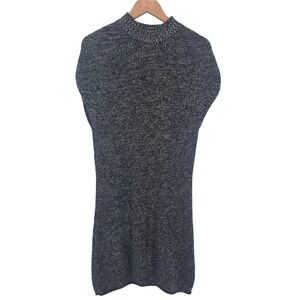 Athleta Women's Size S Black Marled Knit Mock Neck Midi Dress Merino Wool‎ Blend